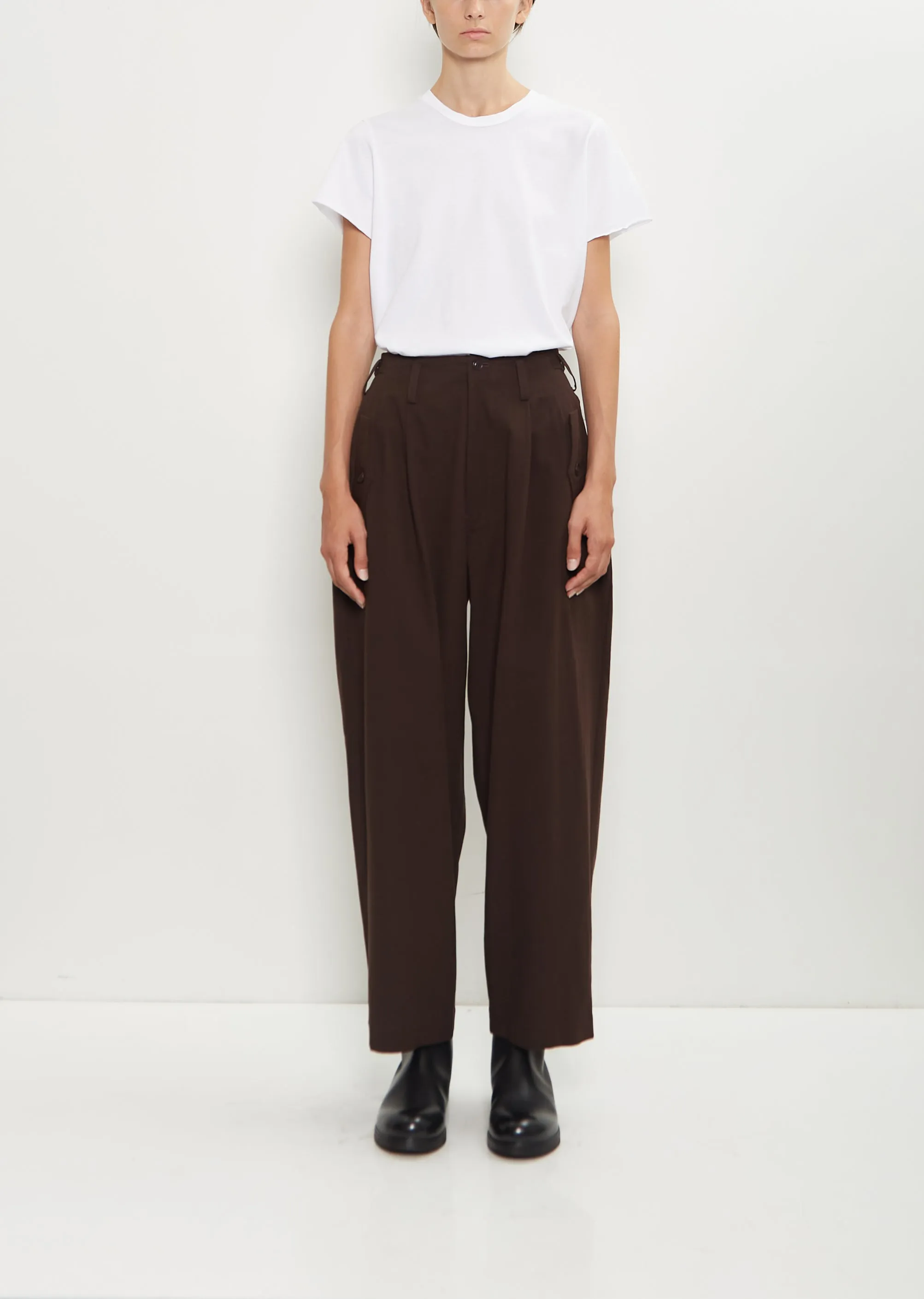 Cotton Double Tuck Wide Pants sold by La Garconne