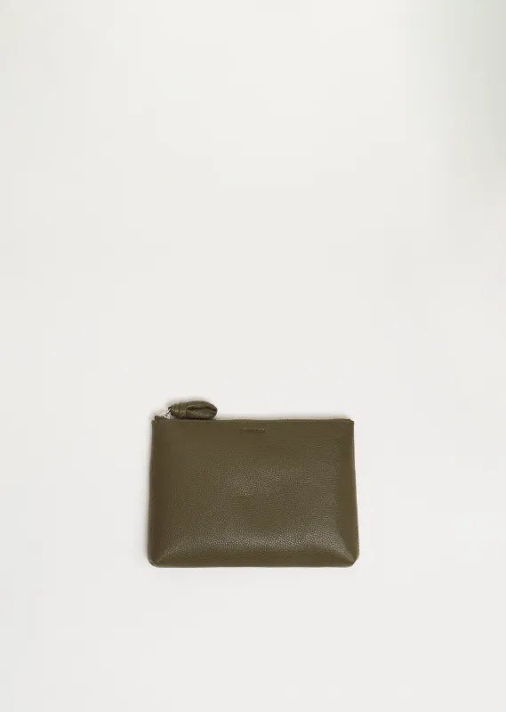 Leather Pouch, Small — Dark Moss sold by La Garconne