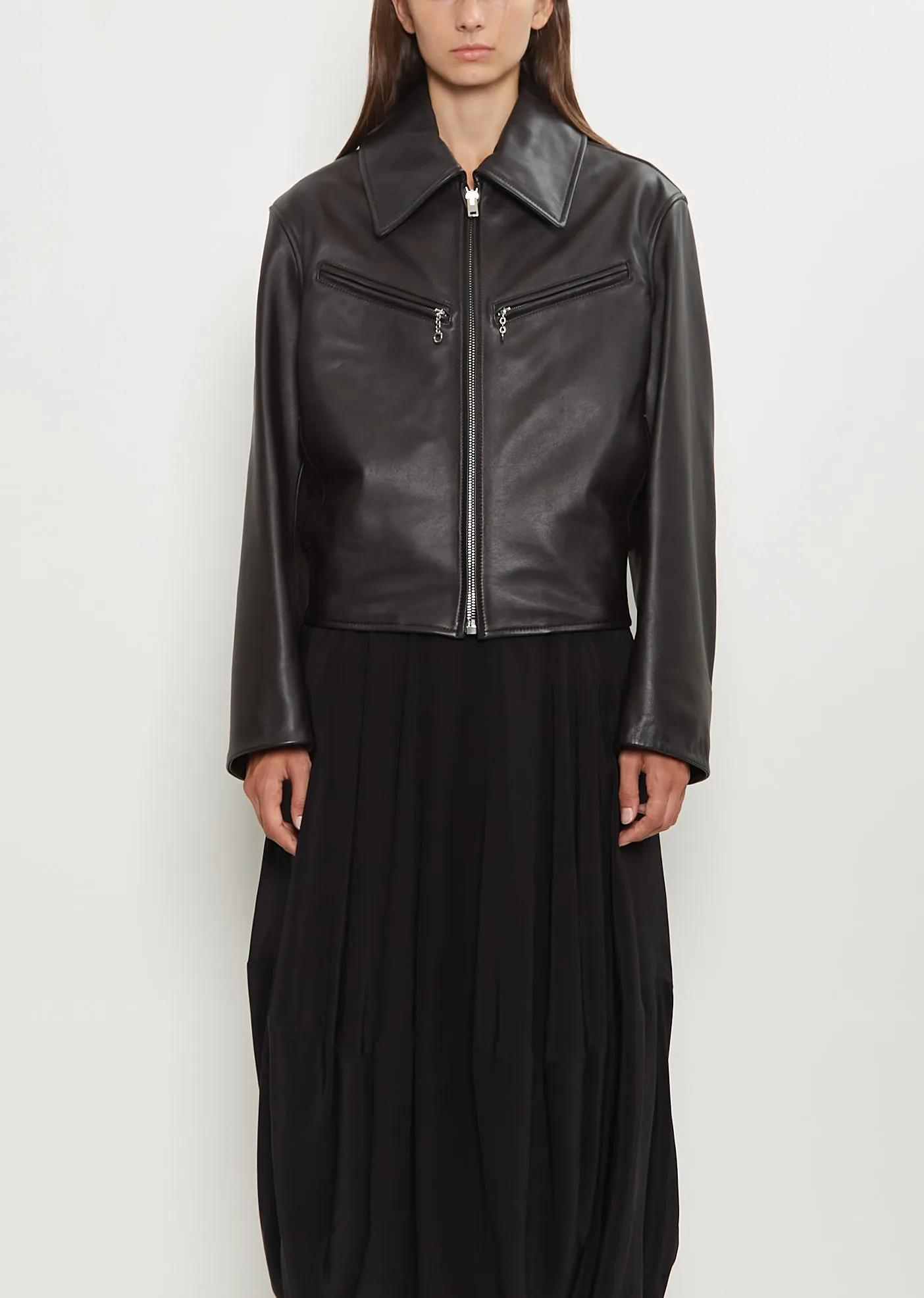 Boxy Leather Blouson sold by La Garconne