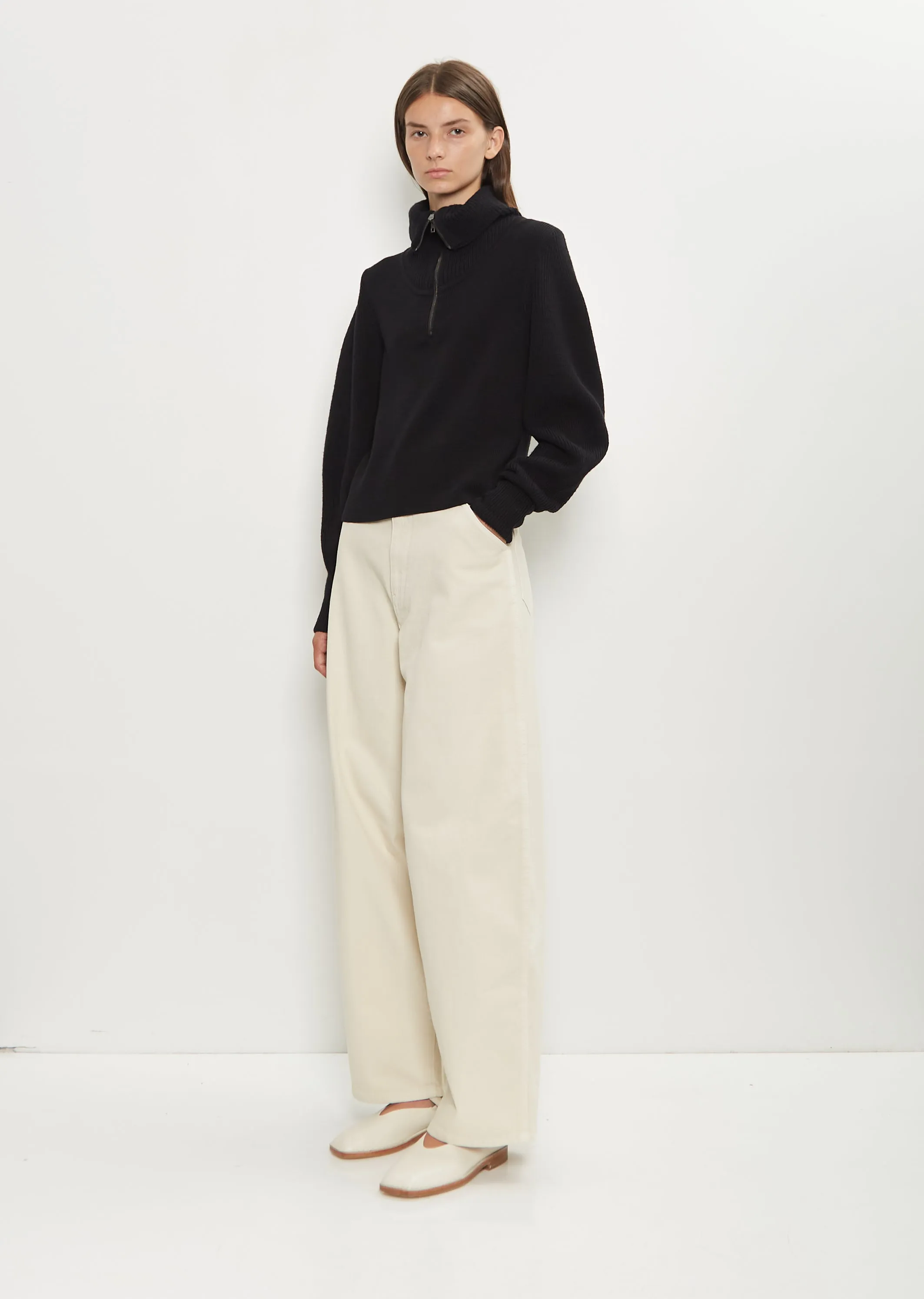 Cotton Denim Large Pants — Denim Snow Clay sold by La Garconne product image thumbnail 4