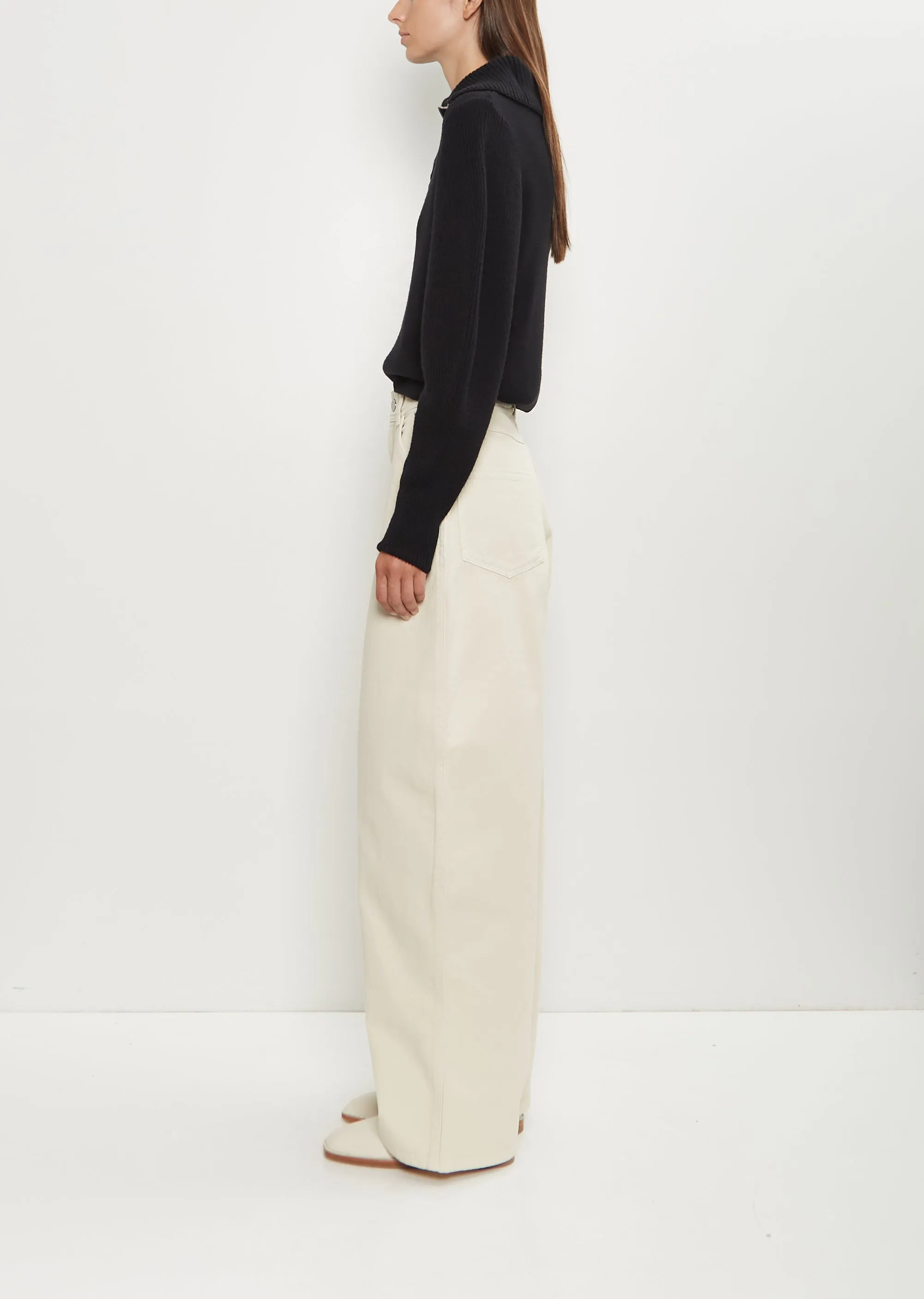 Cotton Denim Large Pants — Denim Snow Clay sold by La Garconne product image thumbnail 2