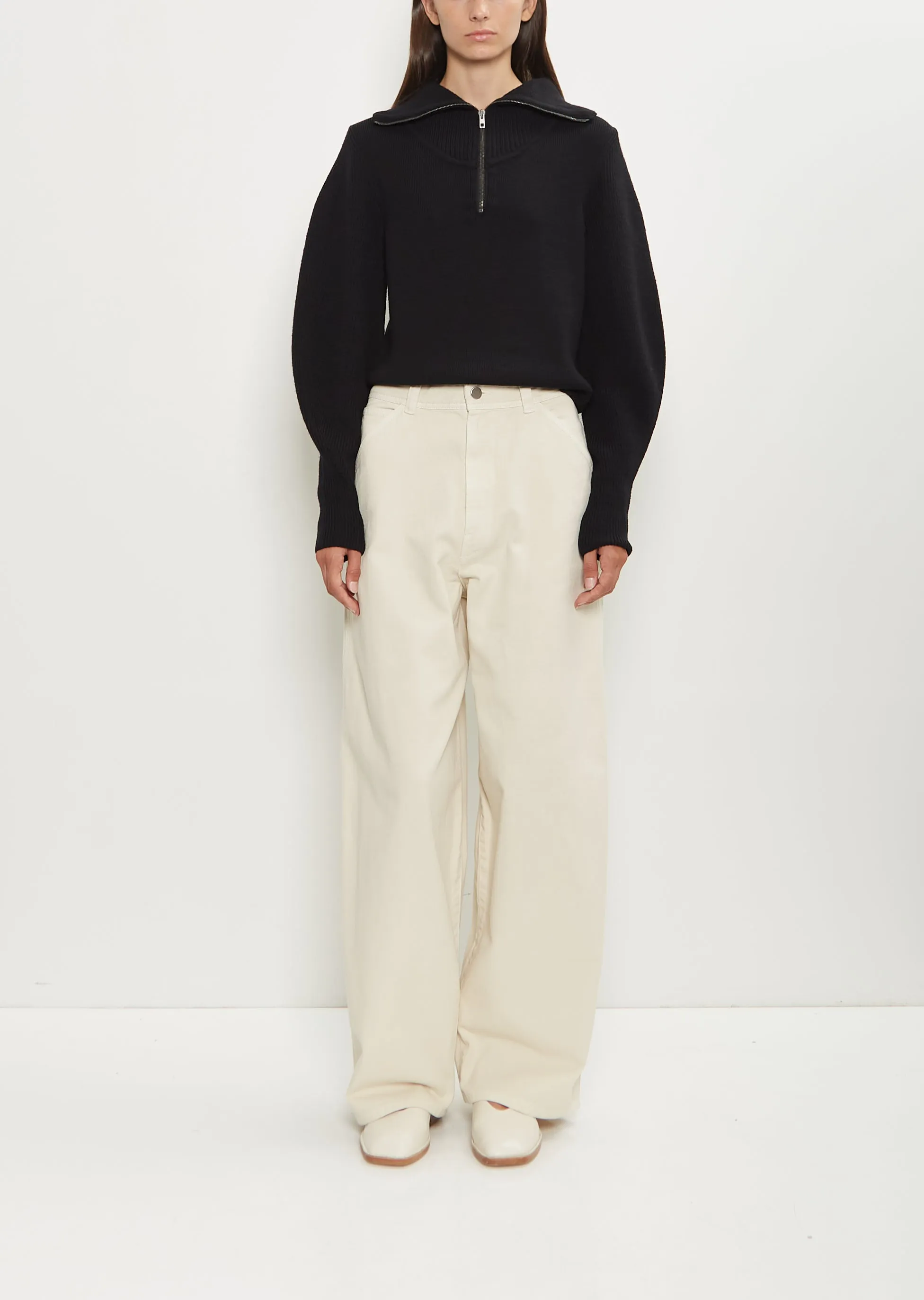 Cotton Denim Large Pants — Denim Snow Clay sold by La Garconne