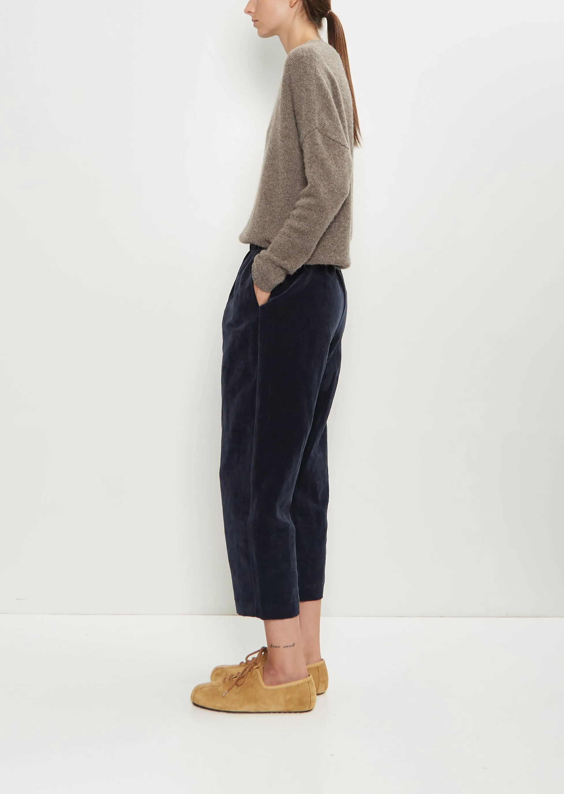 Cotton Linen Velvet Tapered Pant — Blue sold by La Garconne product image thumbnail 2