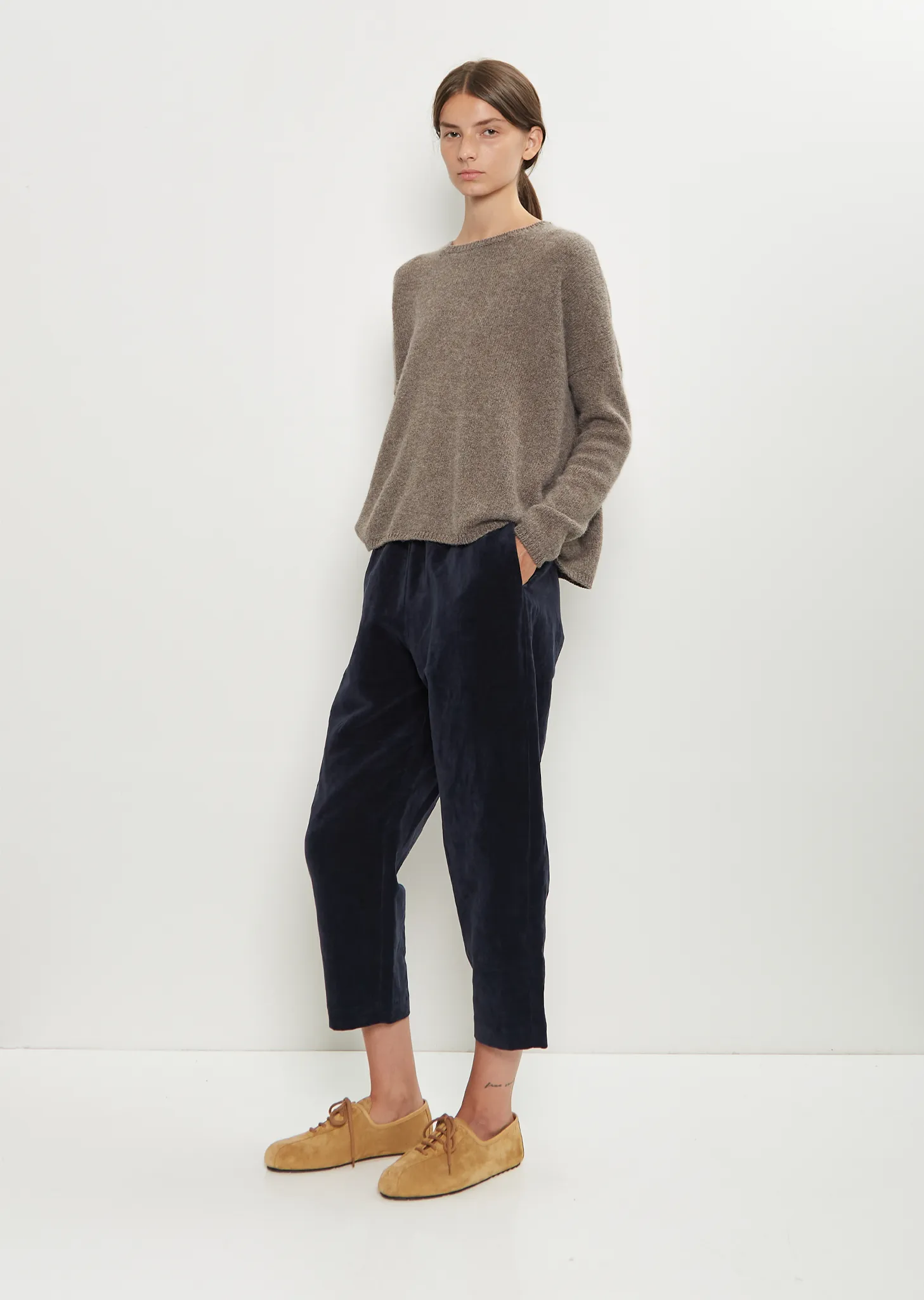 Cotton Linen Velvet Tapered Pant — Blue sold by La Garconne product image thumbnail 4