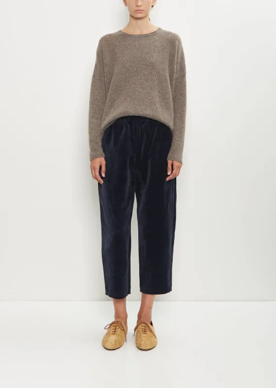 Cotton Linen Velvet Tapered Pant — Blue sold by La Garconne