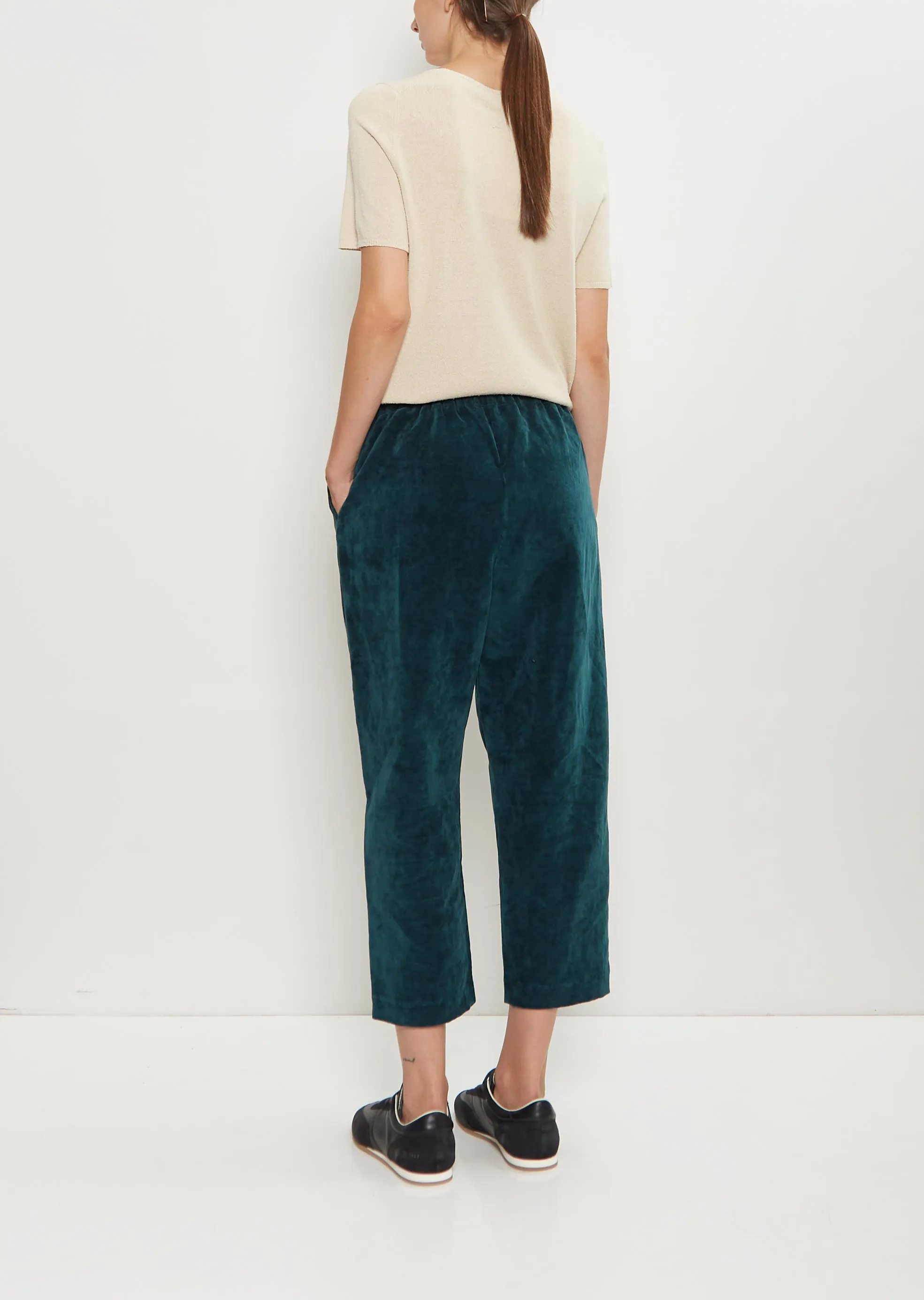Cotton Linen Velvet Tapered Pant — Peacock Blue sold by La Garconne product image thumbnail 3