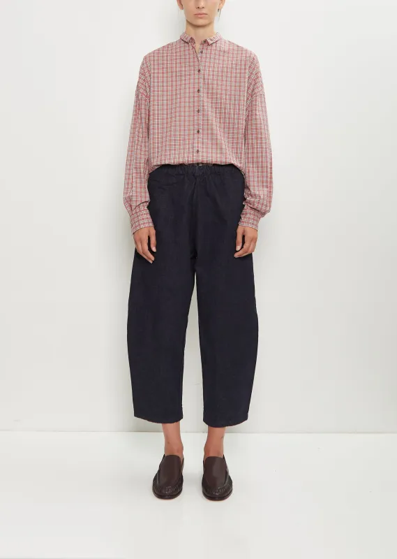 Japanese Denim Curved Pull On Pant sold by La Garconne