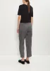 Linen Wool Pinstripe Pleated Tapered Pant — Ecru Blue sold by La Garconne