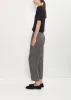 Linen Wool Pinstripe Pleated Tapered Pant — Ecru Blue sold by La Garconne