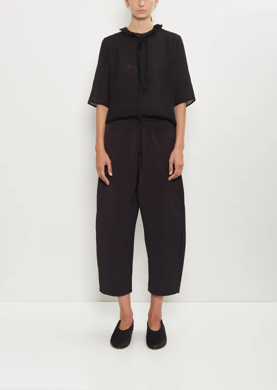 Cotton Gabardine Curved Pull On Pant — Coffee sold by La Garconne