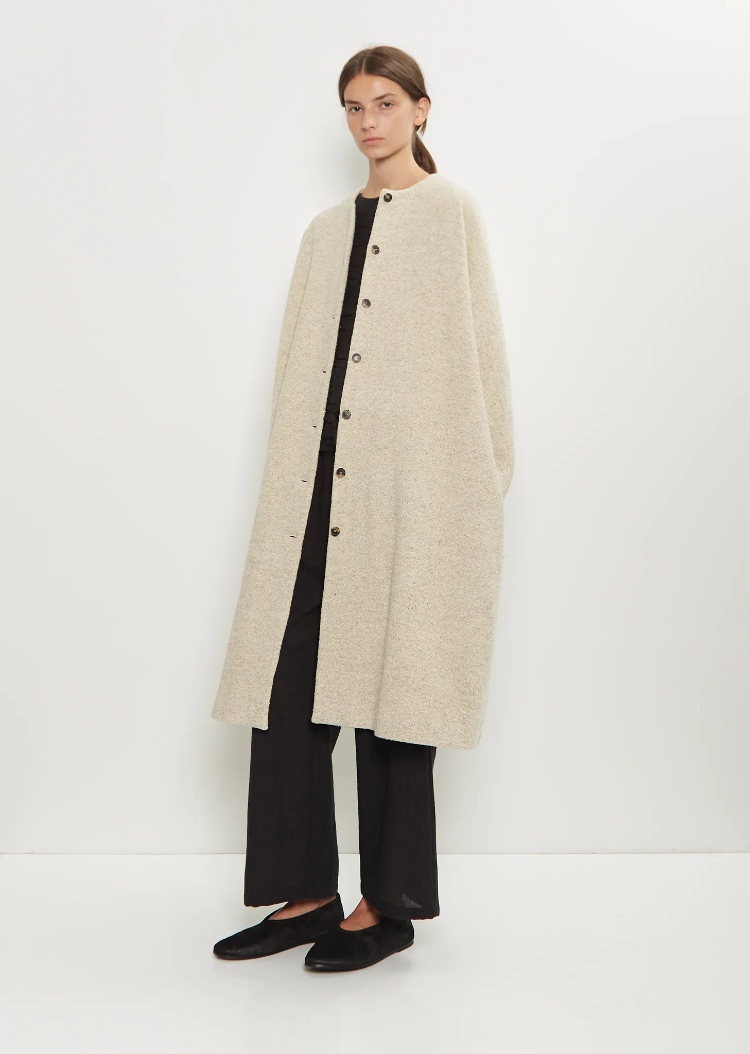 Wool Cotton Collarless Coat sold by La Garconne product image thumbnail 4