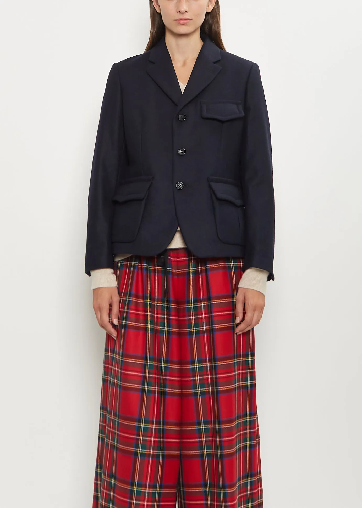 Tailored Wool Jacket — Navy sold by La Garconne