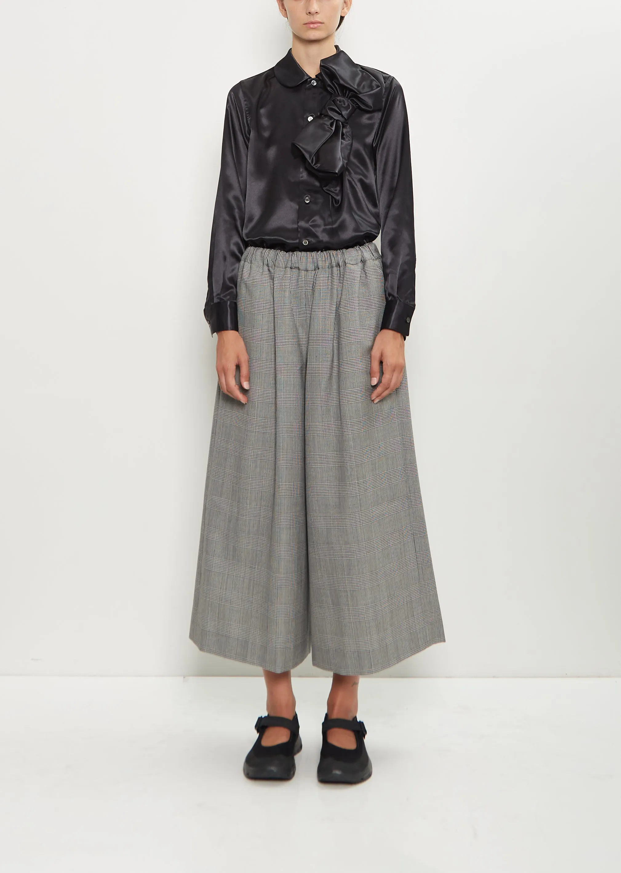 Wide Pull-On Houndstooth Wool Pants sold by La Garconne