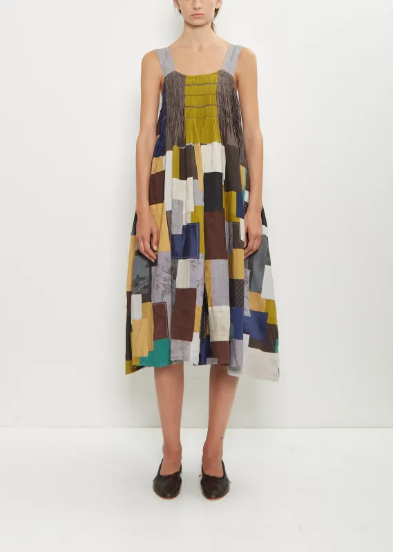 Silk Linen Patchwork Ari Stitch Dress sold by La Garconne