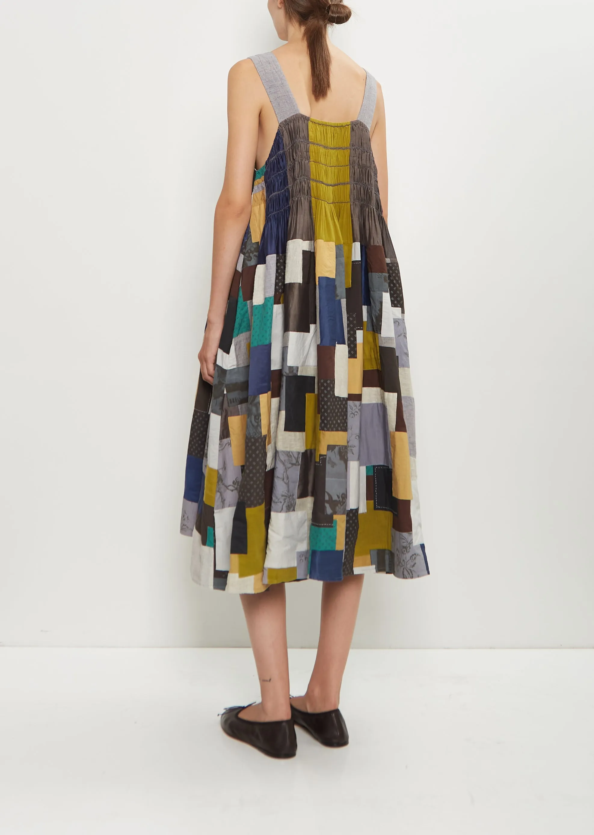 Silk Linen Patchwork Ari Stitch Dress sold by La Garconne product image thumbnail 3