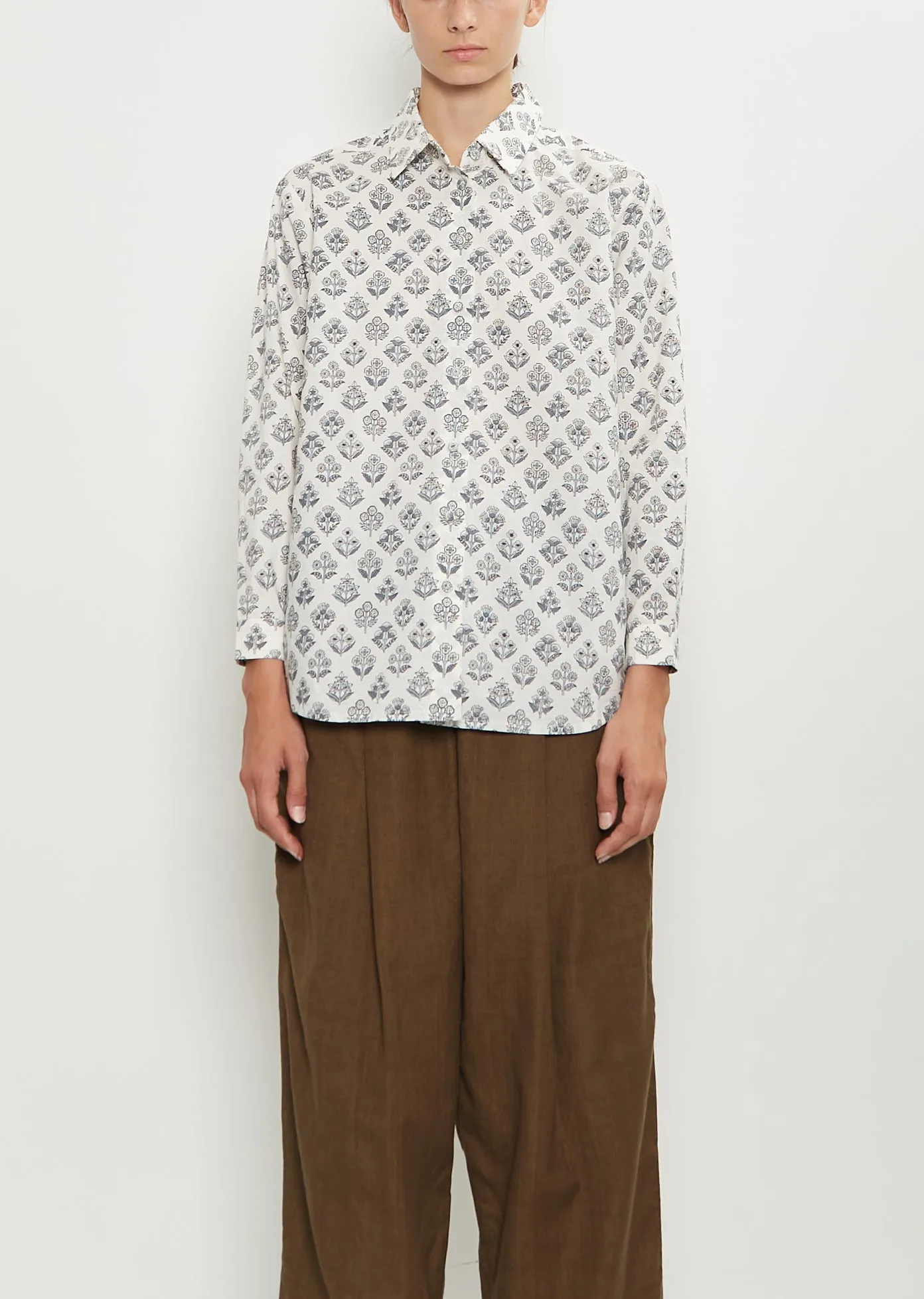 Fabric Buttons Cotton Shirt sold by La Garconne