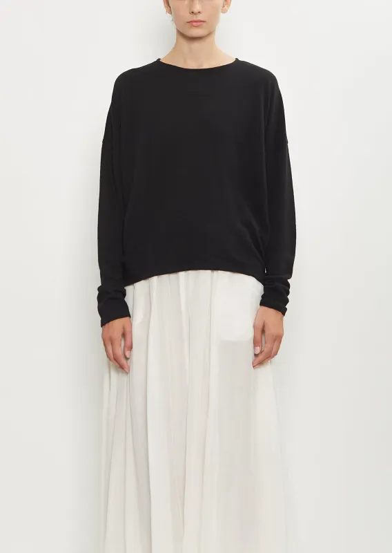 Matte Finish Cotton Wool Pullover — Black sold by La Garconne