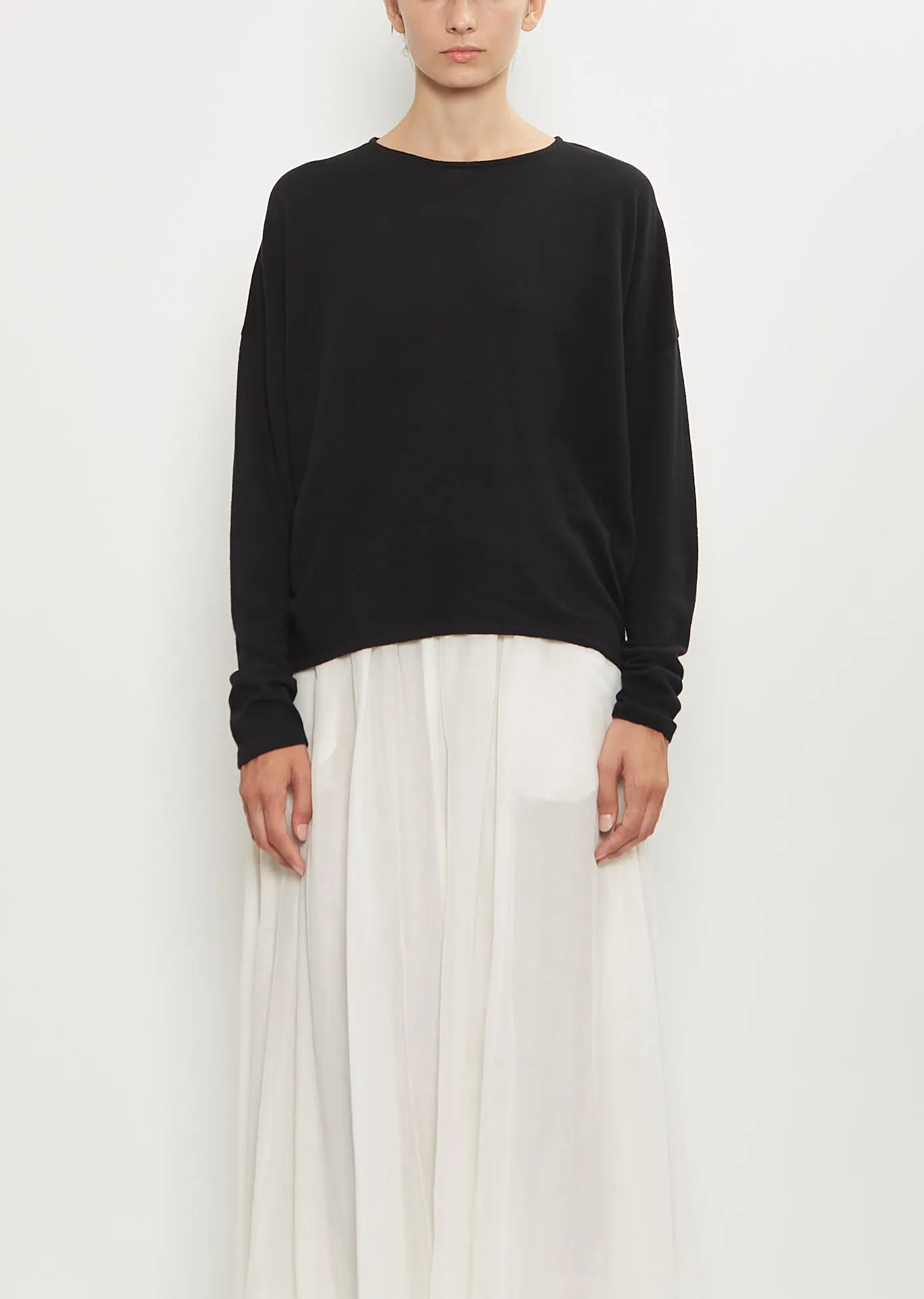 Matte Finish Cotton Wool Pullover — Black sold by La Garconne