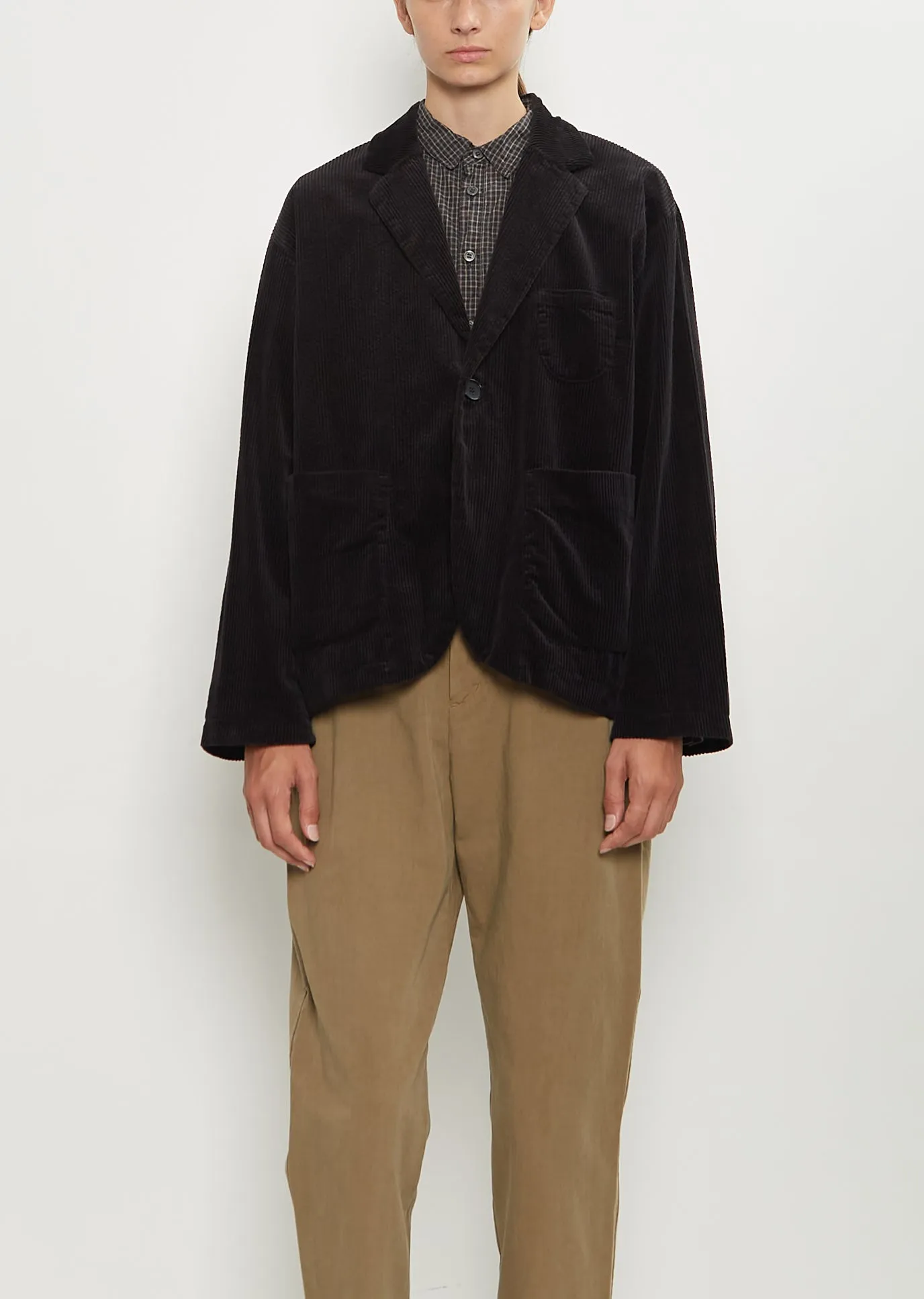 Corduroy Tailored Jacket — Black sold by La Garconne