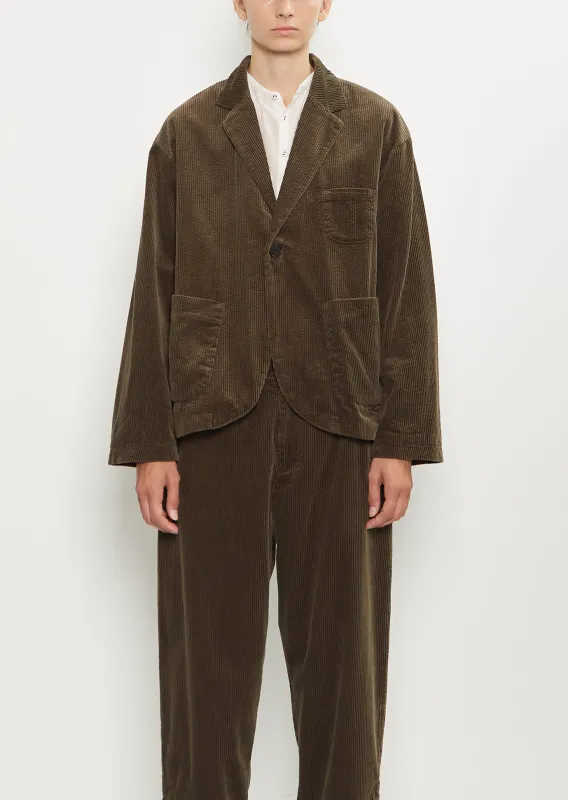 Corduroy Tailored Jacket — Khaki sold by La Garconne