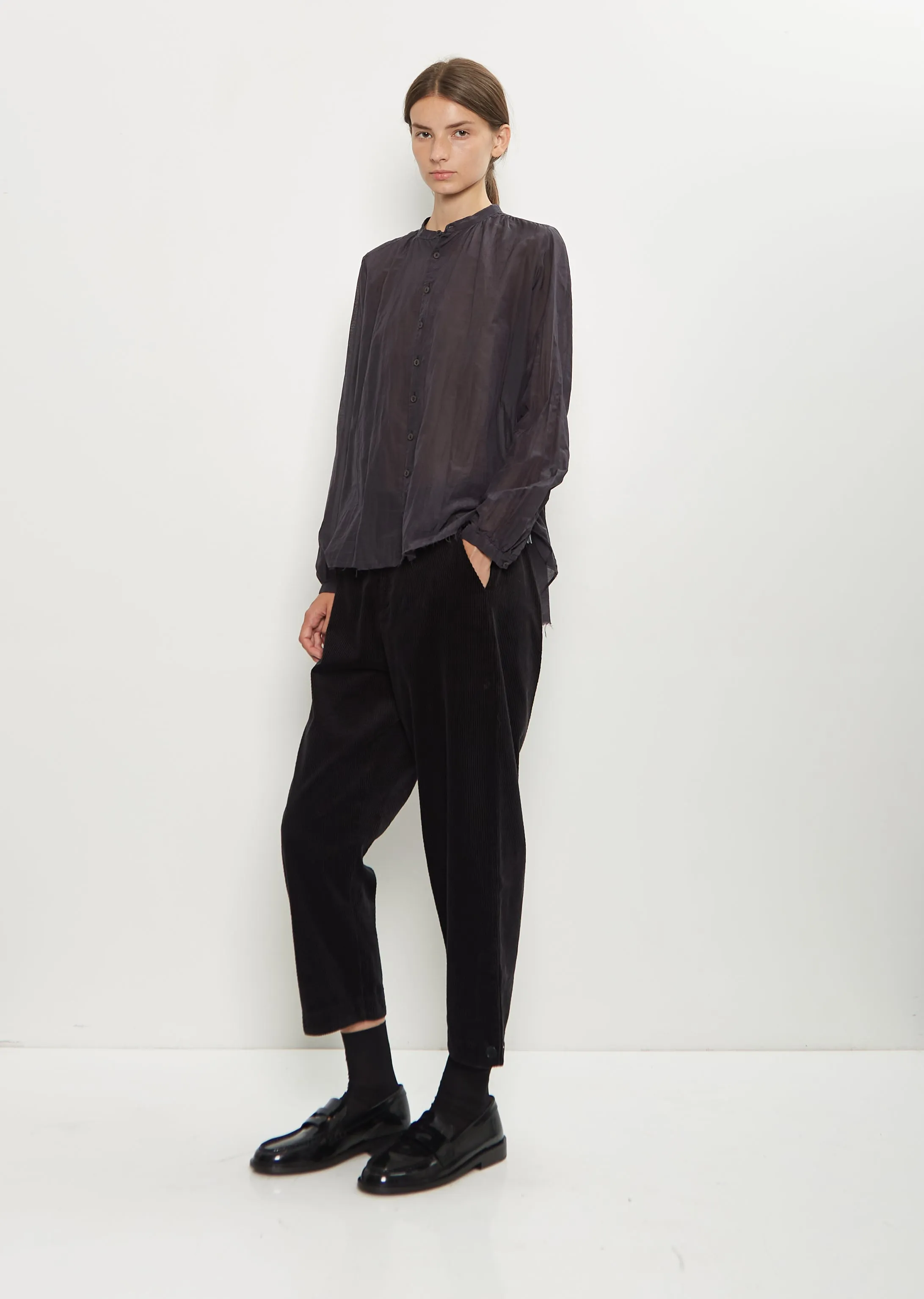 Corduroy Tapered Pants — Black sold by La Garconne product image thumbnail 4