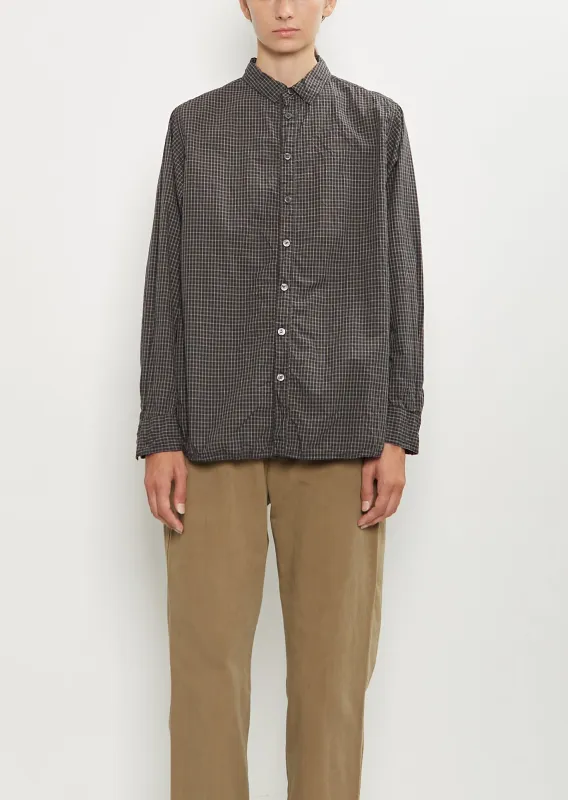 Washed Cotton Mini Checkered Shirt — Black sold by La Garconne