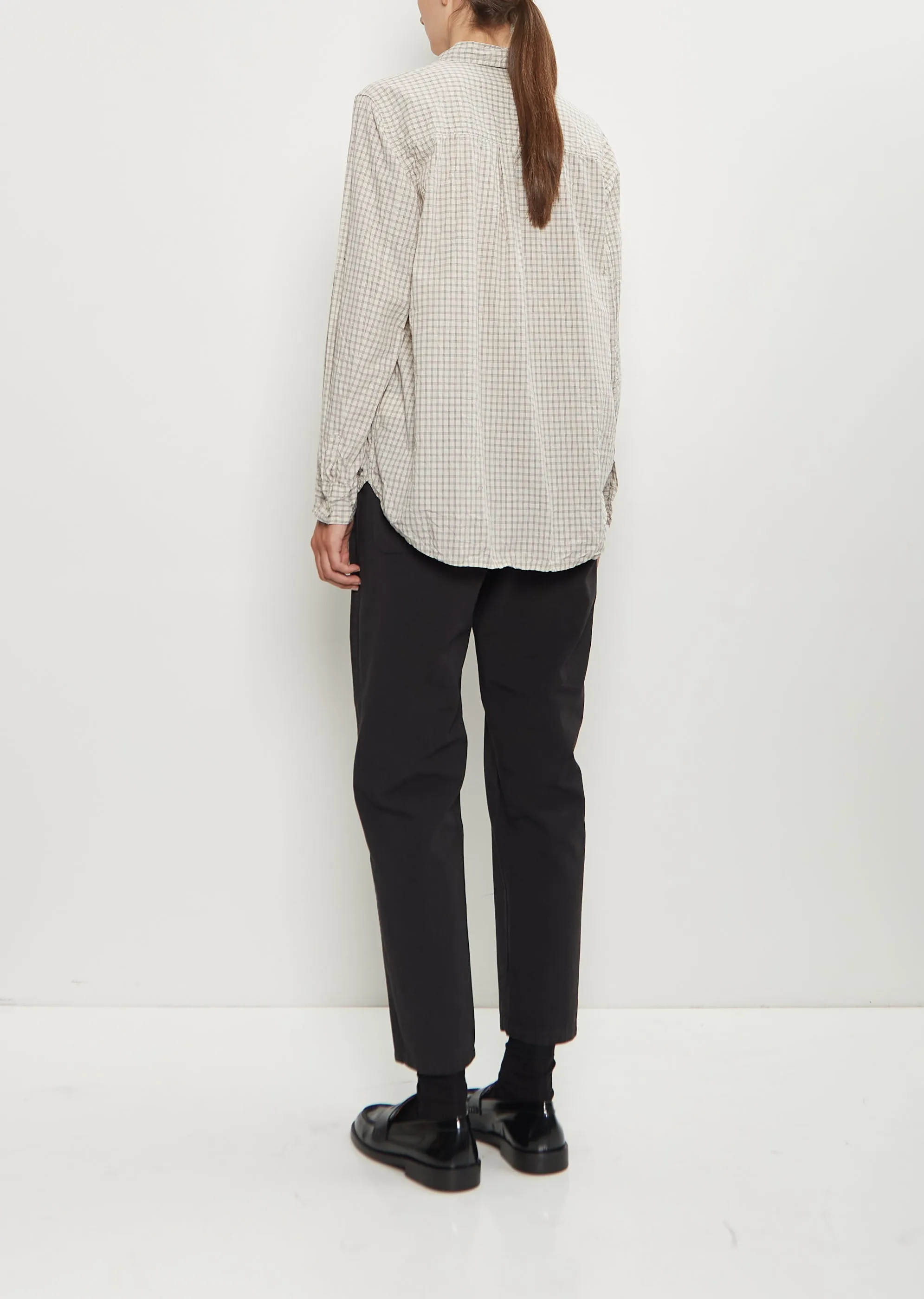 Washed Cotton Mini Checkered Shirt — Off White sold by La Garconne product image thumbnail 3