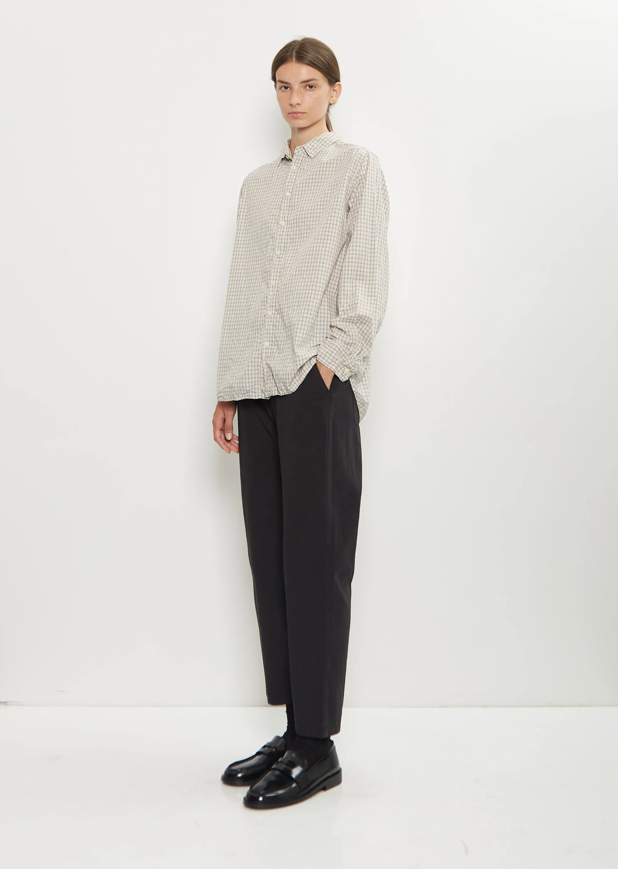 Washed Cotton Mini Checkered Shirt — Off White sold by La Garconne product image thumbnail 4