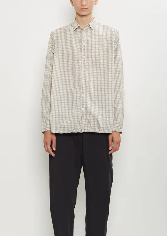 Washed Cotton Mini Checkered Shirt — Off White sold by La Garconne