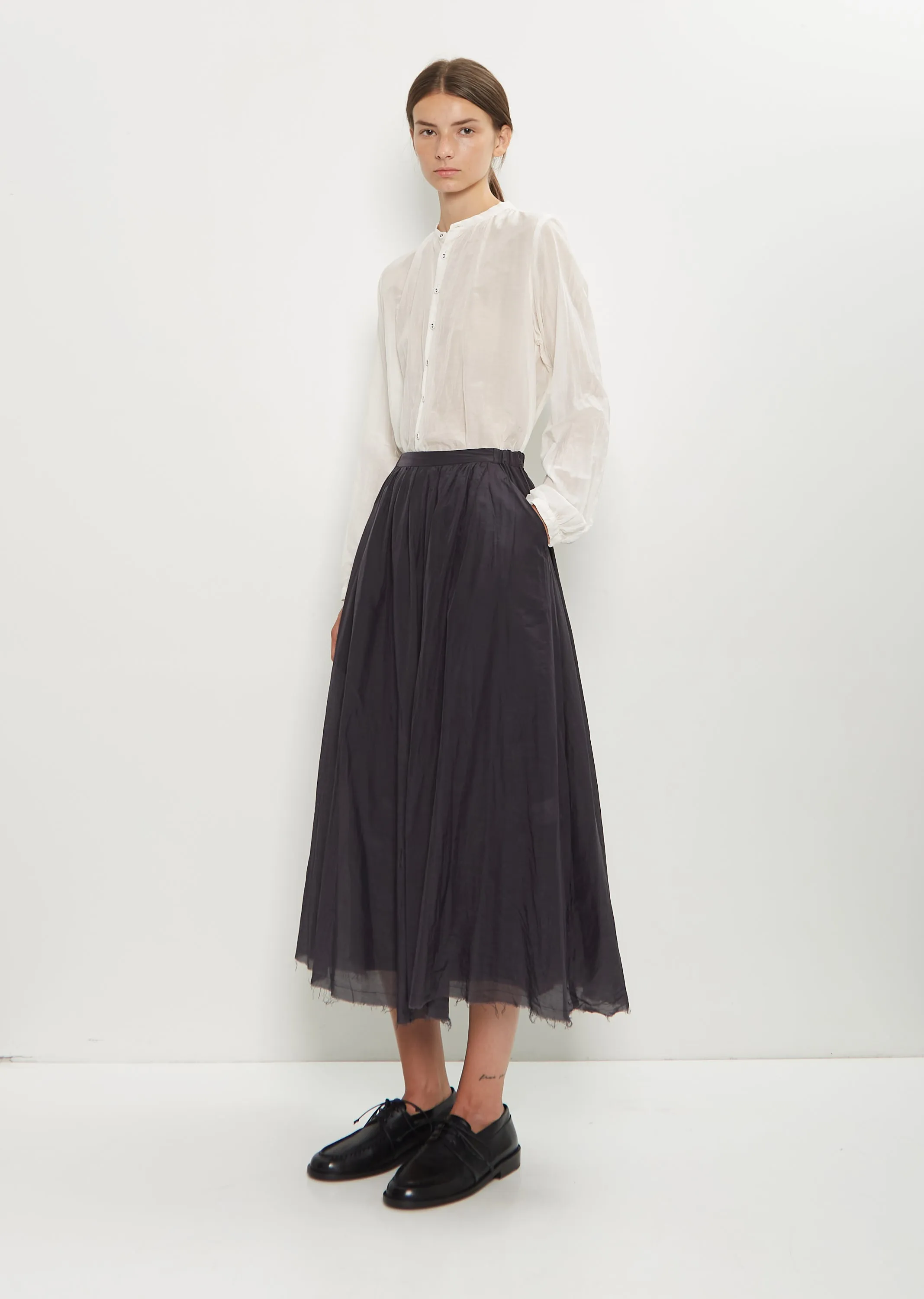 Cotton Silk Lawn Skirt — Navy sold by La Garconne product image thumbnail 4