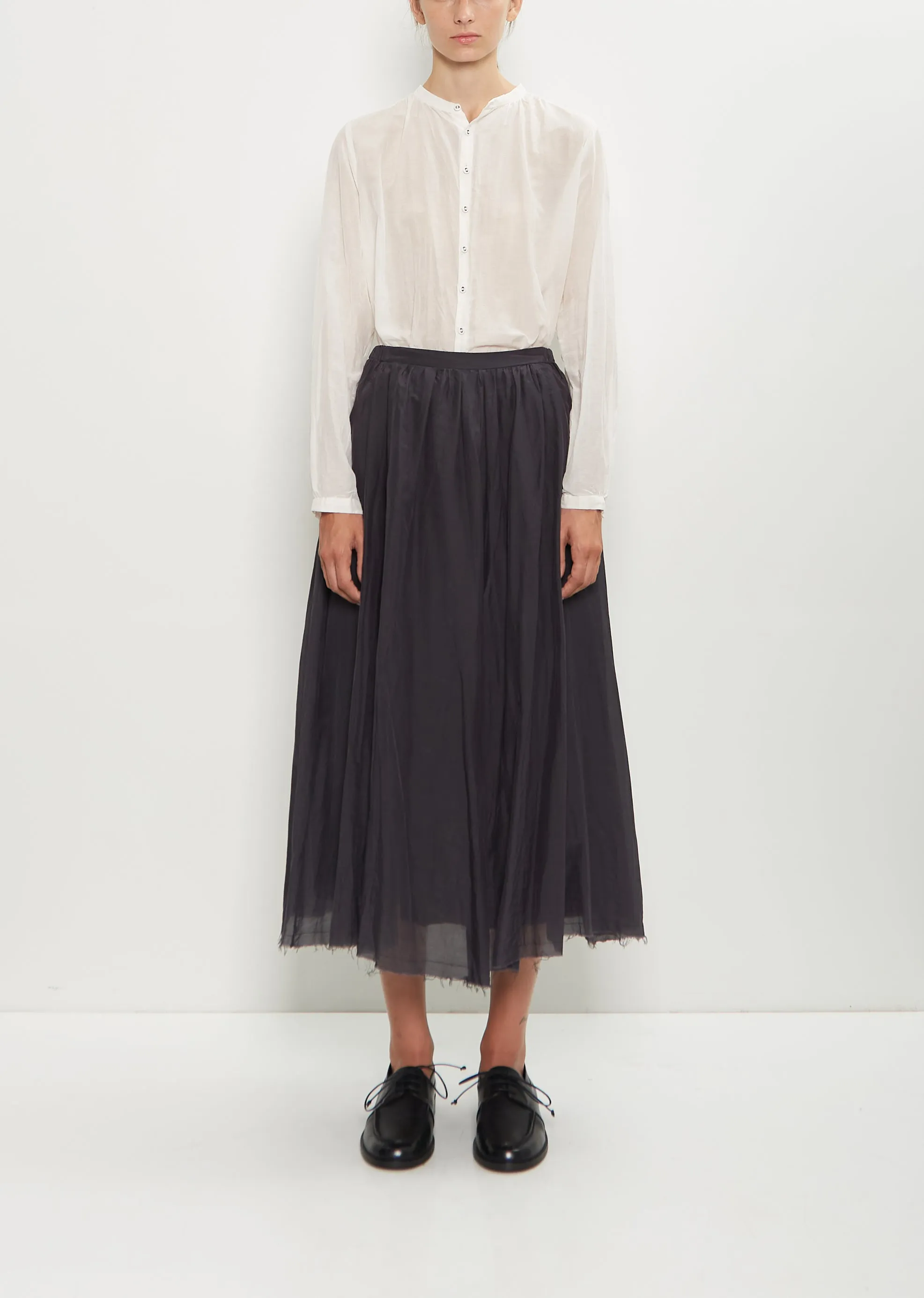 Cotton Silk Lawn Skirt — Navy sold by La Garconne