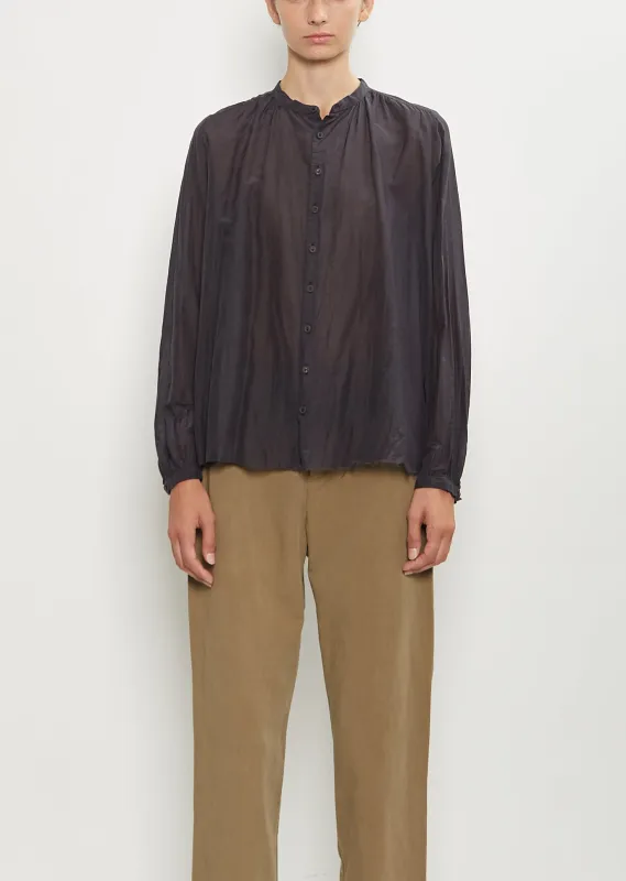 Cotton Silk Lawn Blouse — Navy made by Pas de Calais
