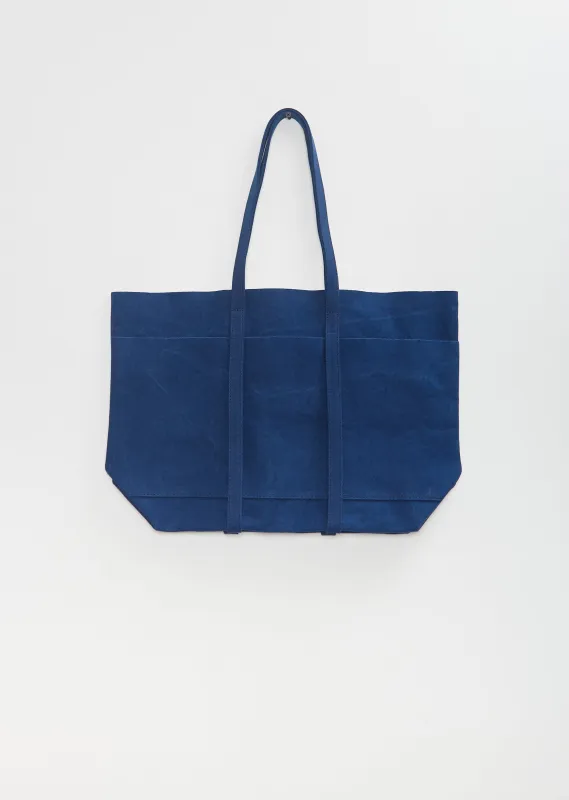Washed Canvas 6 Pockets Tote, Medium — Blue sold by La Garconne