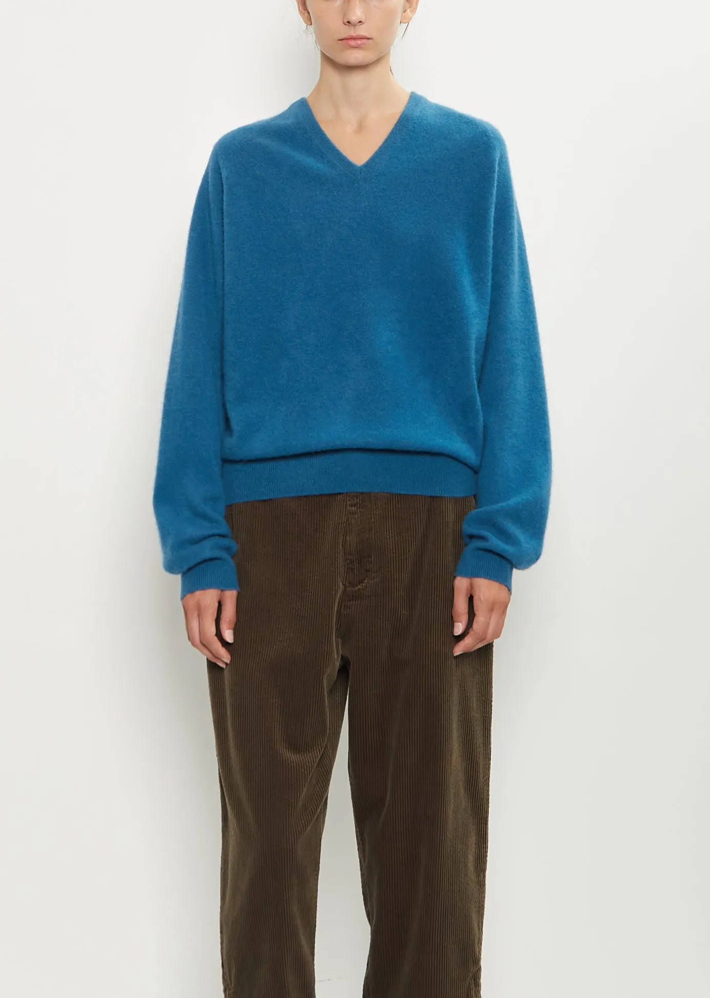 Cashmere BF V-Neck Sweater — Deep Blue sold by La Garconne