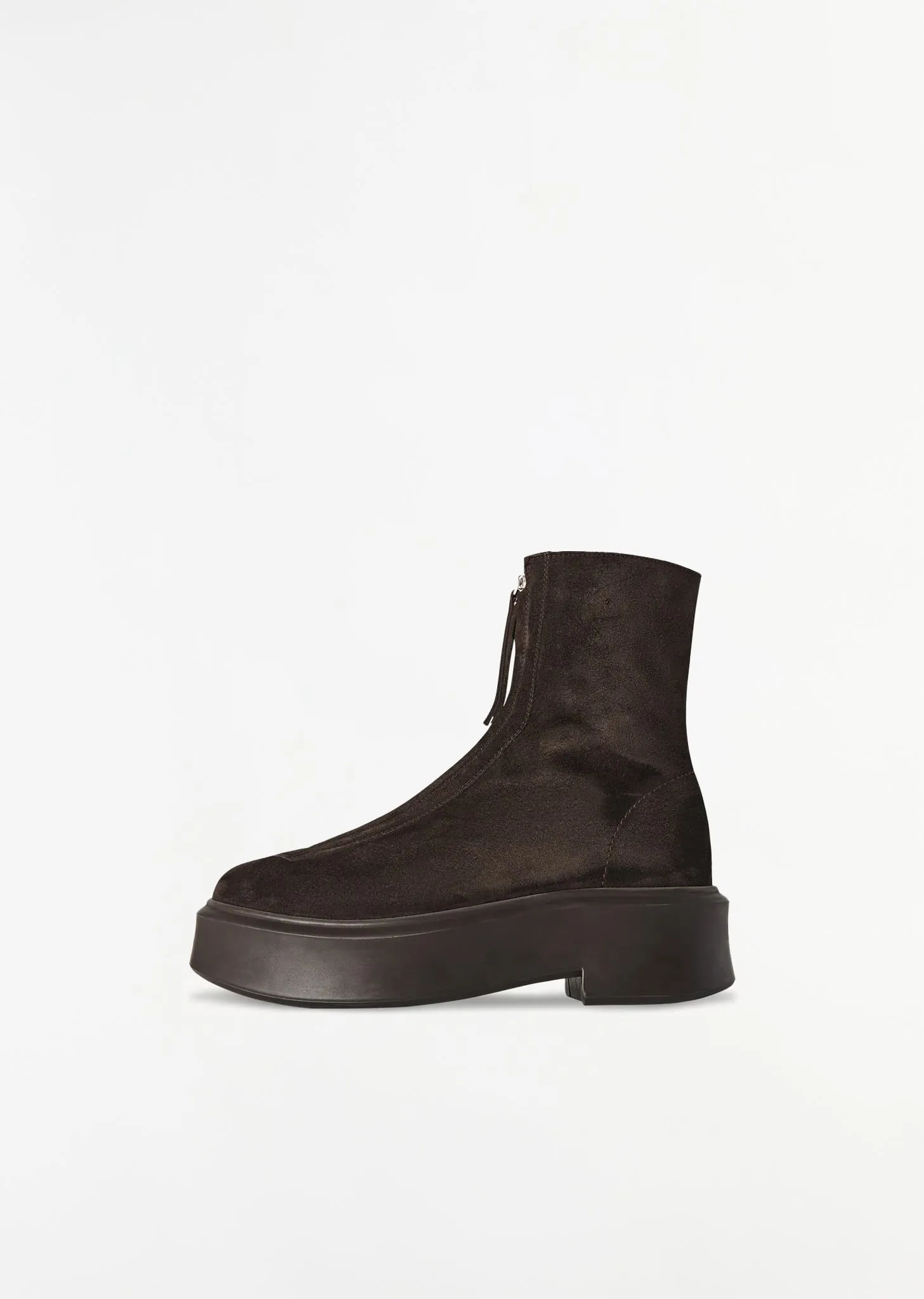 Zipped Suede Boot I — Dark Brown sold by La Garconne