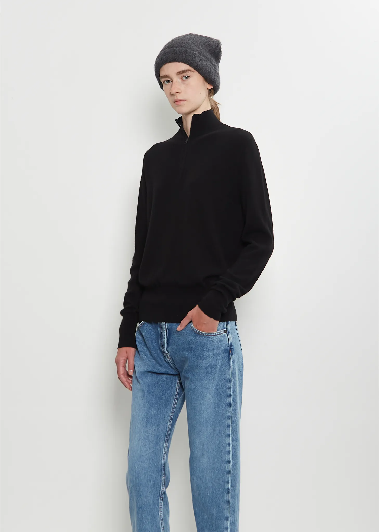 Leomir Cashmere Alpaca Beanie — Faded Black sold by La Garconne product image thumbnail 2