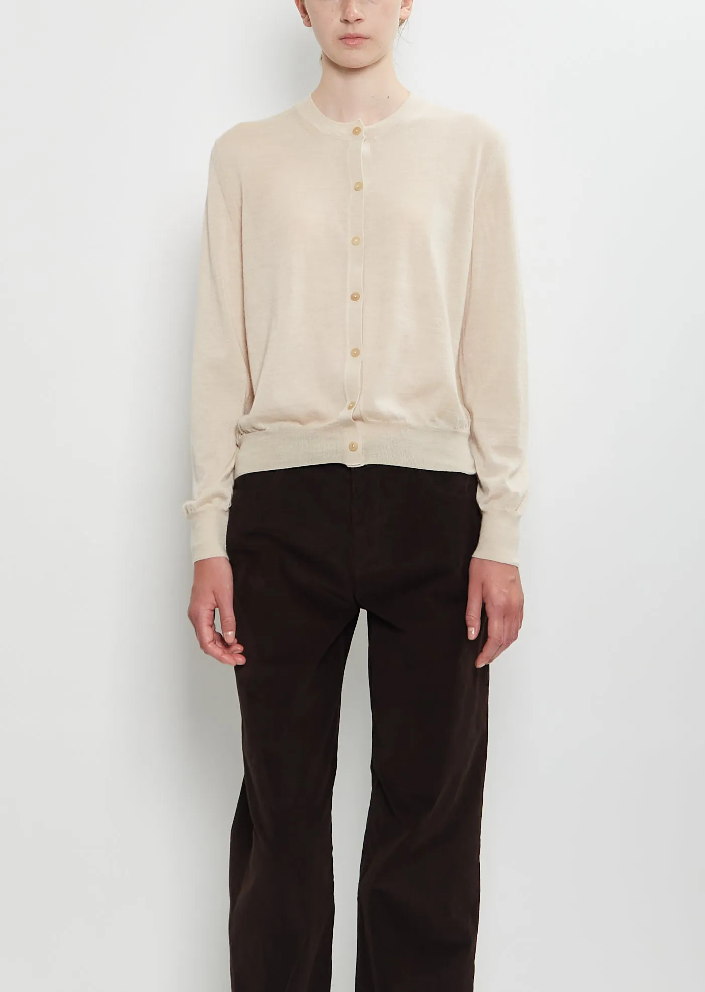 Battersea Cashmere Cardigan — Sand sold by La Garconne