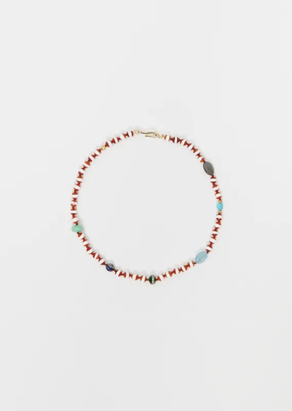 Brown Agate Stripe Beaded Necklace, 40cm sold by La Garconne