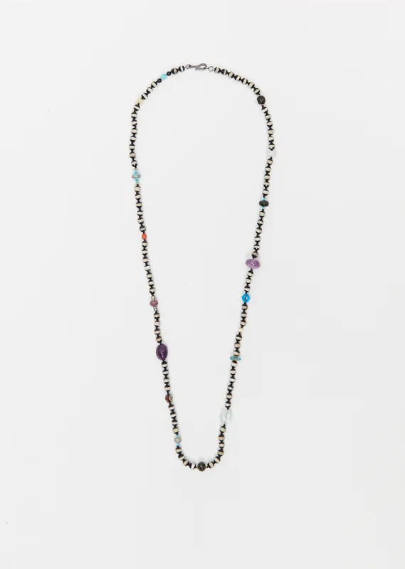 Black Agate Stripe Beaded Necklace, 80cm sold by La Garconne