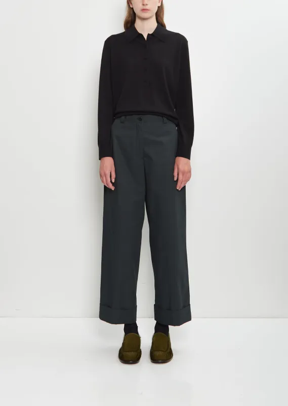 Pakora Bis Washed Cotton Pants — Dark Green sold by La Garconne