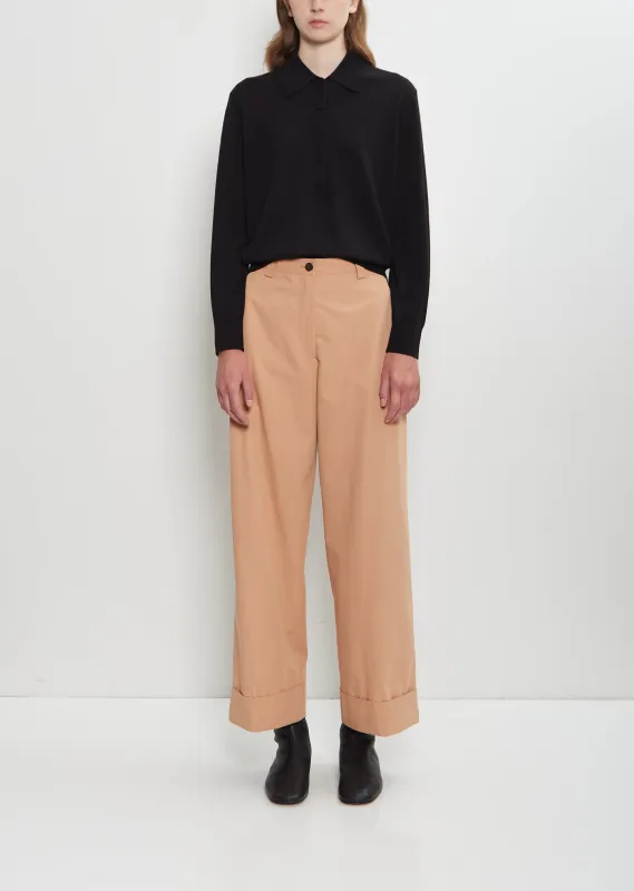 Pakora Bis Washed Cotton Pants — Peach sold by La Garconne