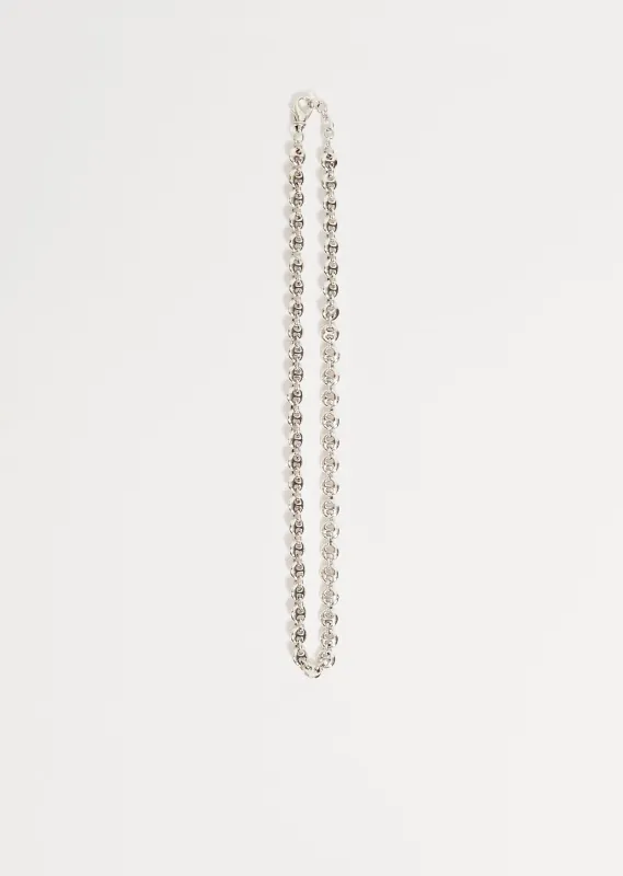 Silver Small Circle Link Necklace 20" sold by La Garconne