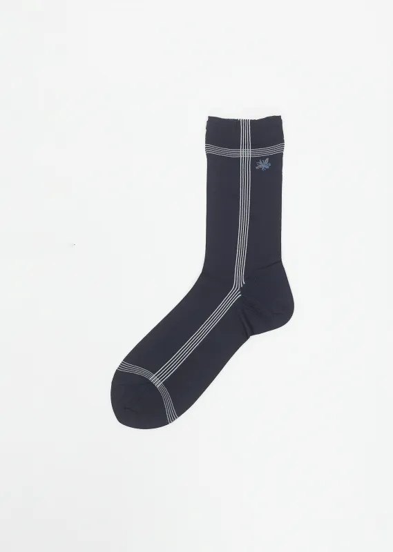 Side Line Silk Socks — Navy sold by La Garconne