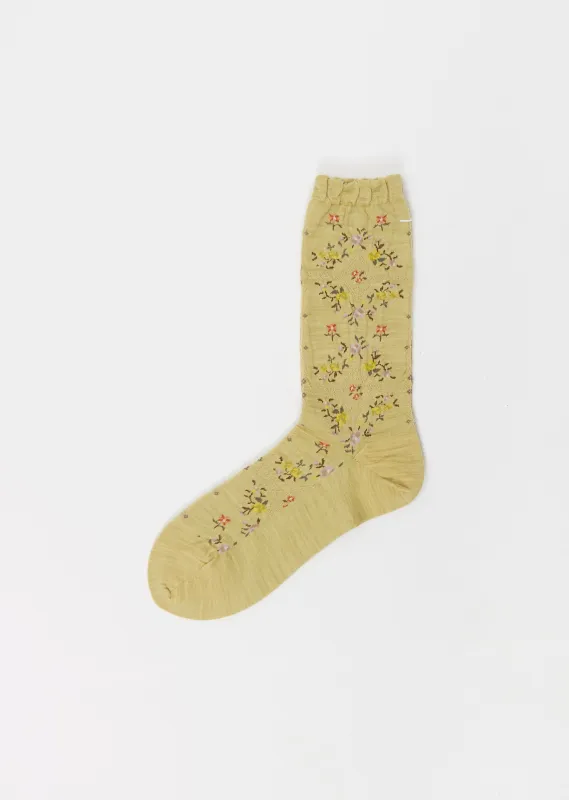 Rose Wall Stretch Wool Socks — Cream sold by La Garconne