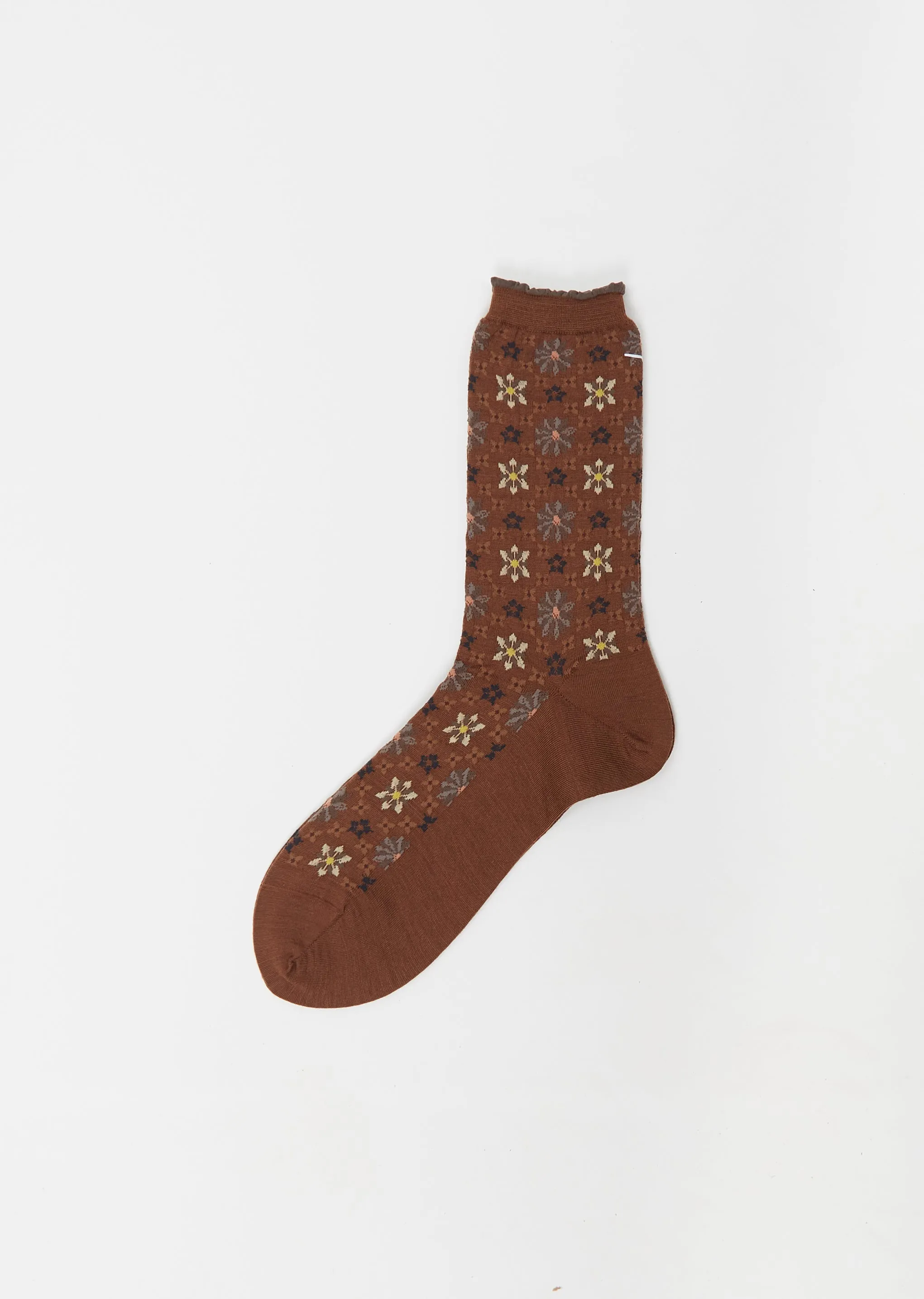 Kaleido Scope Stretch Wool Socks — Brown sold by La Garconne