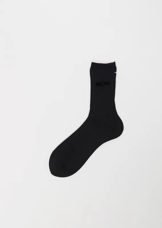 Ribbon Stretch Wool Socks — Black sold by La Garconne