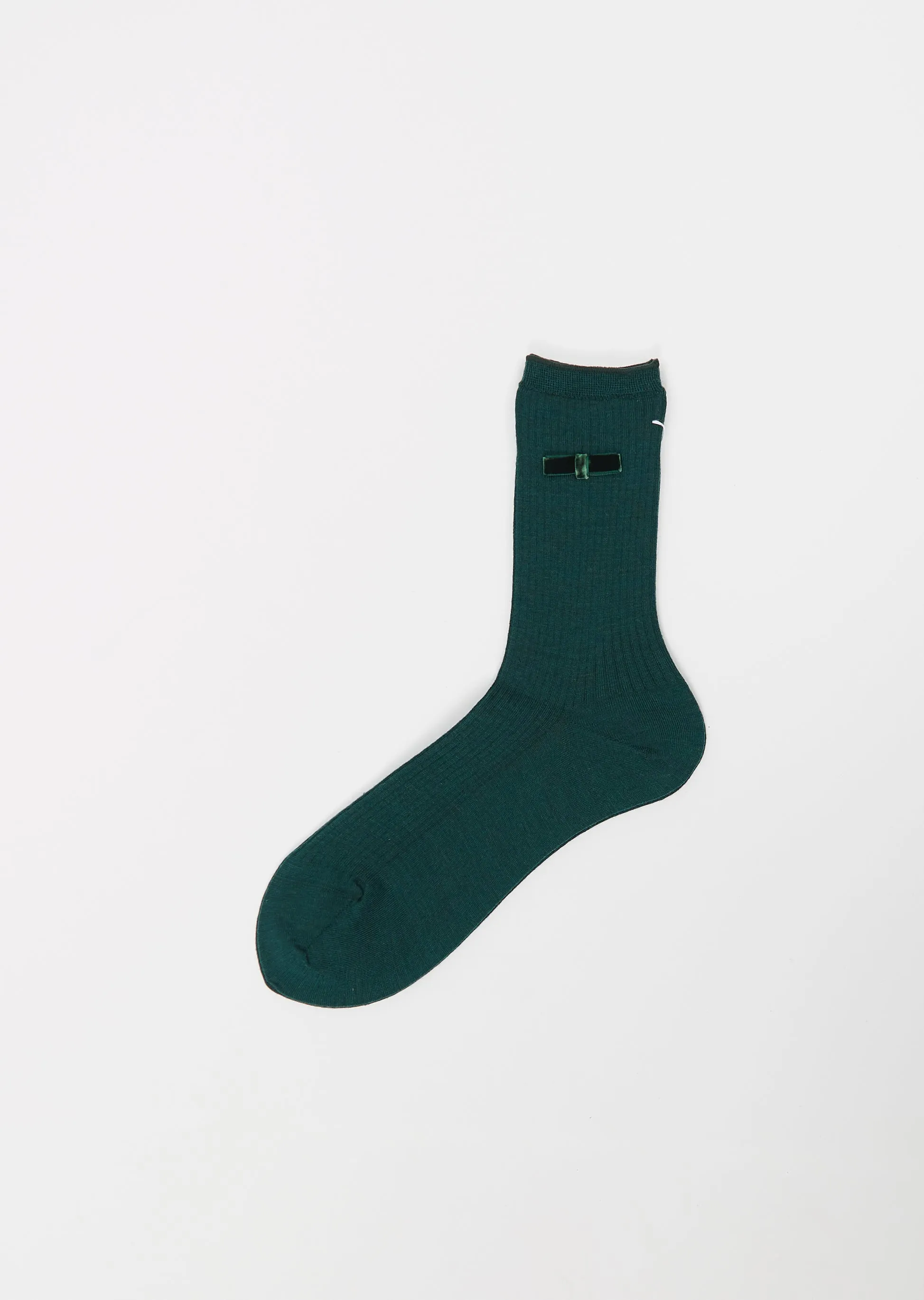 Ribbon Stretch Wool Socks — Green sold by La Garconne