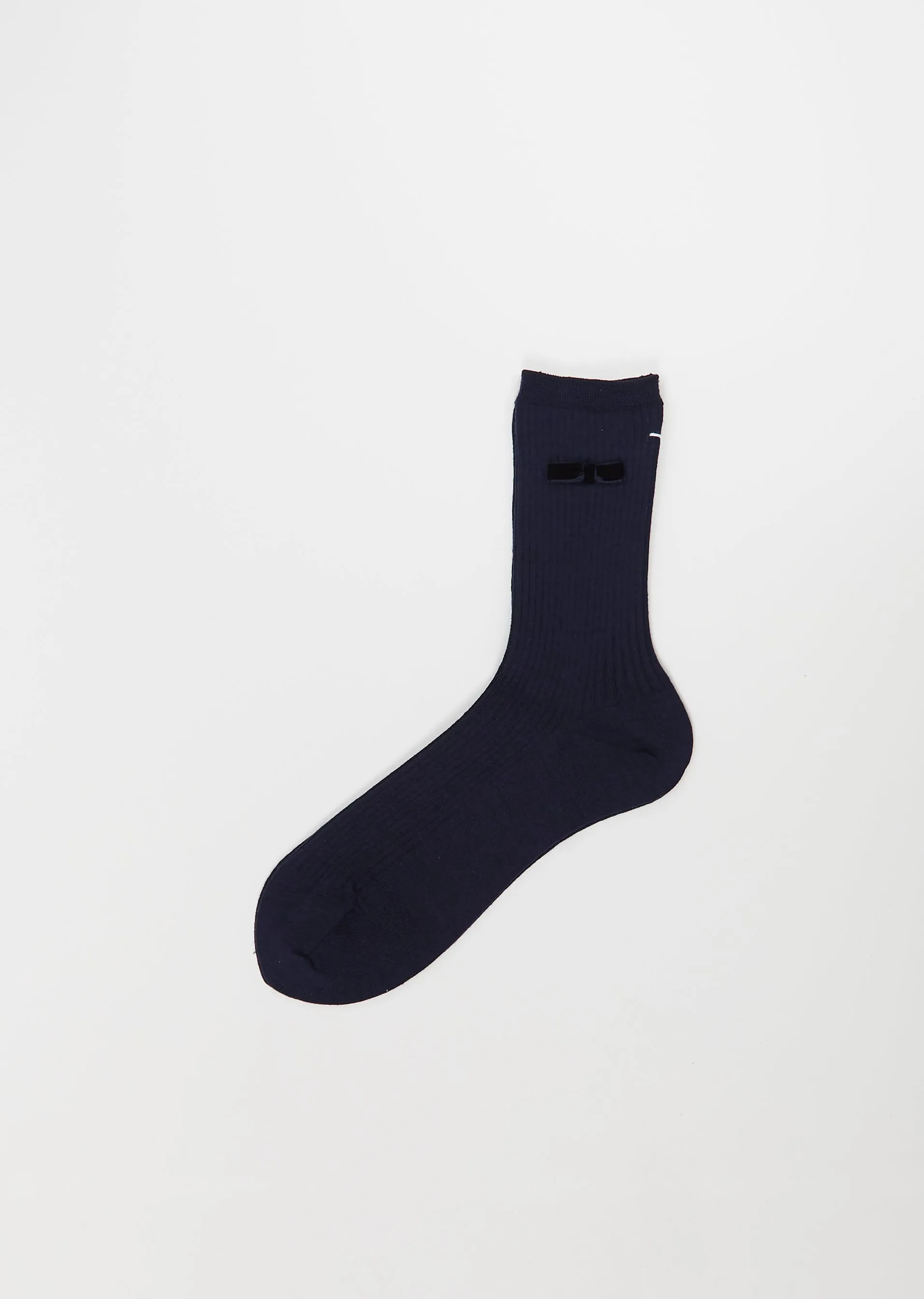 Ribbon Stretch Wool Socks — Navy sold by La Garconne