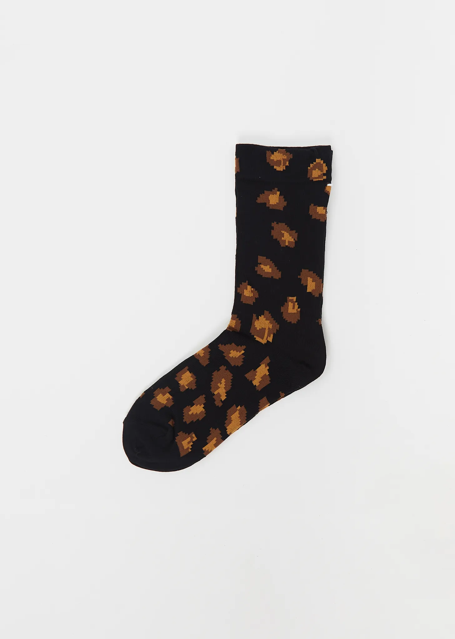 Leopard Stretch Cotton Socks — Black sold by La Garconne