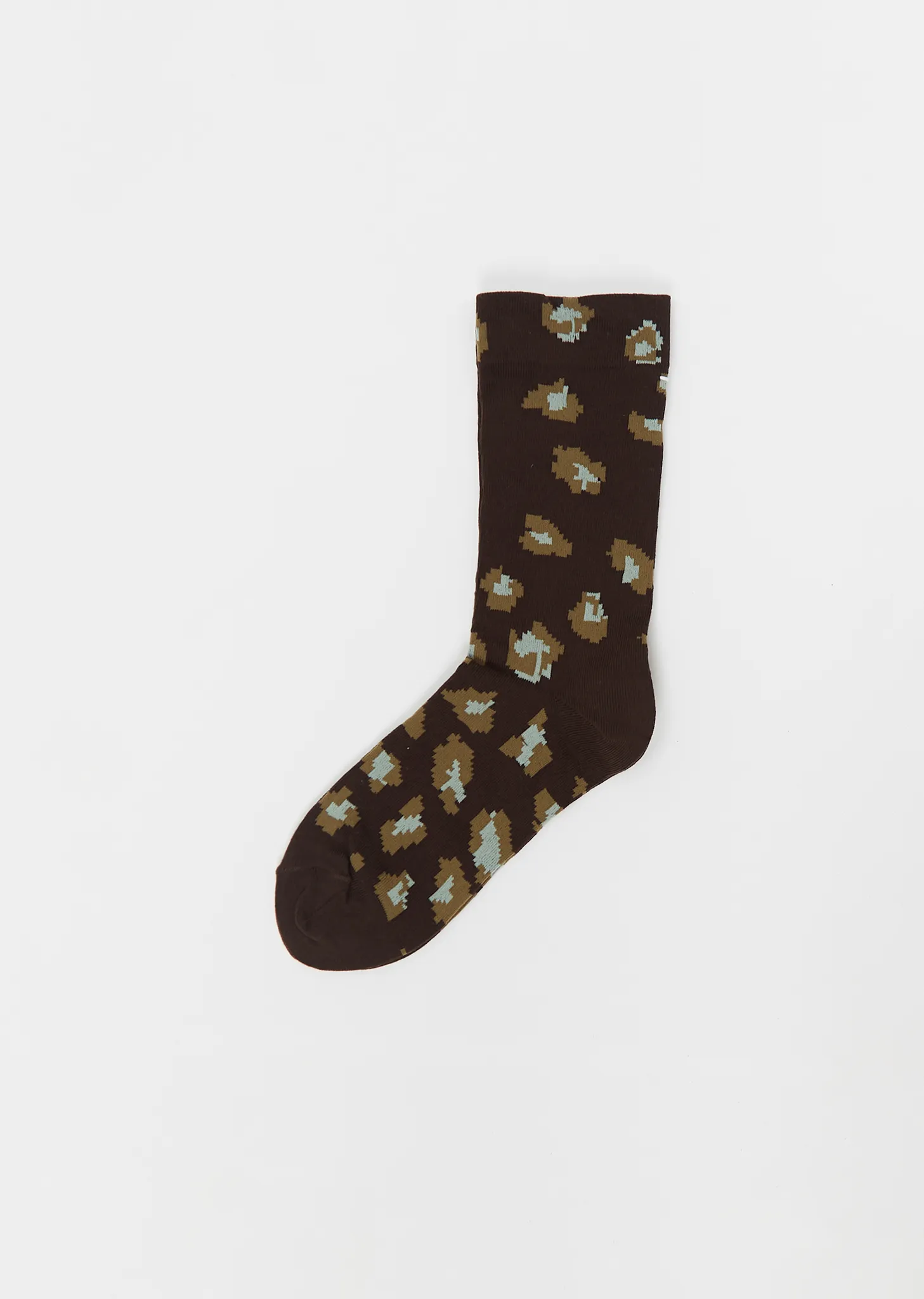 Leopard Stretch Cotton Socks — Dark Brown sold by La Garconne